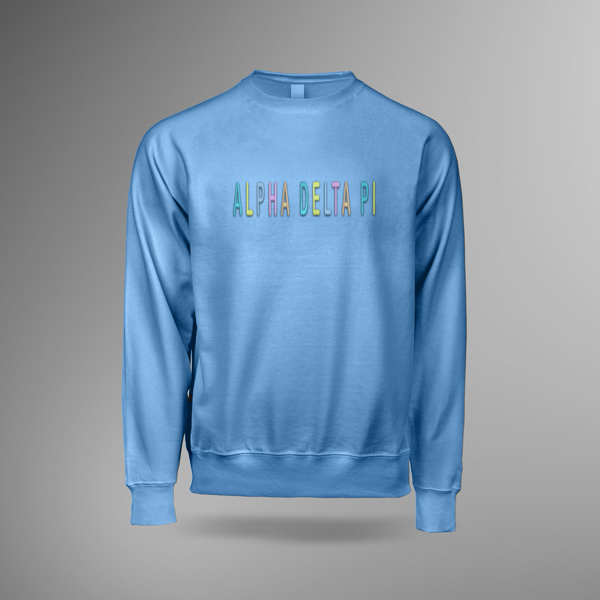 Alpha Delta Pi Sweatshirt with Rainbow Embroidered Letters